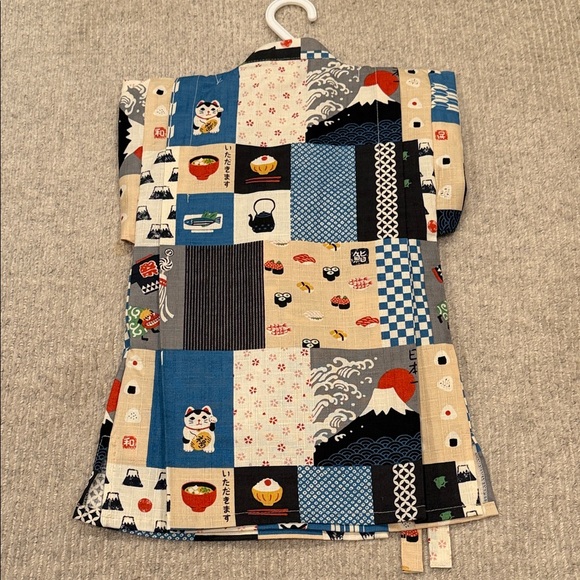 Children's Patchwork Kimono-Style Outfit in Blue, Beige, Black NWT 100CM - Picture 2 of 7